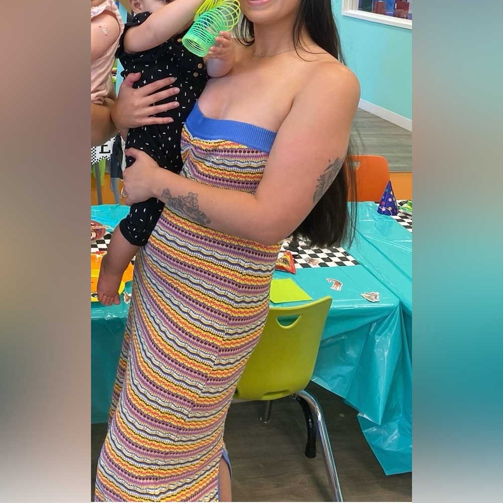 Vibrant Multicolor Knit Midi Dress